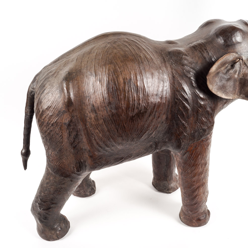 Cast Resin and Leather Asian Elephant Figure