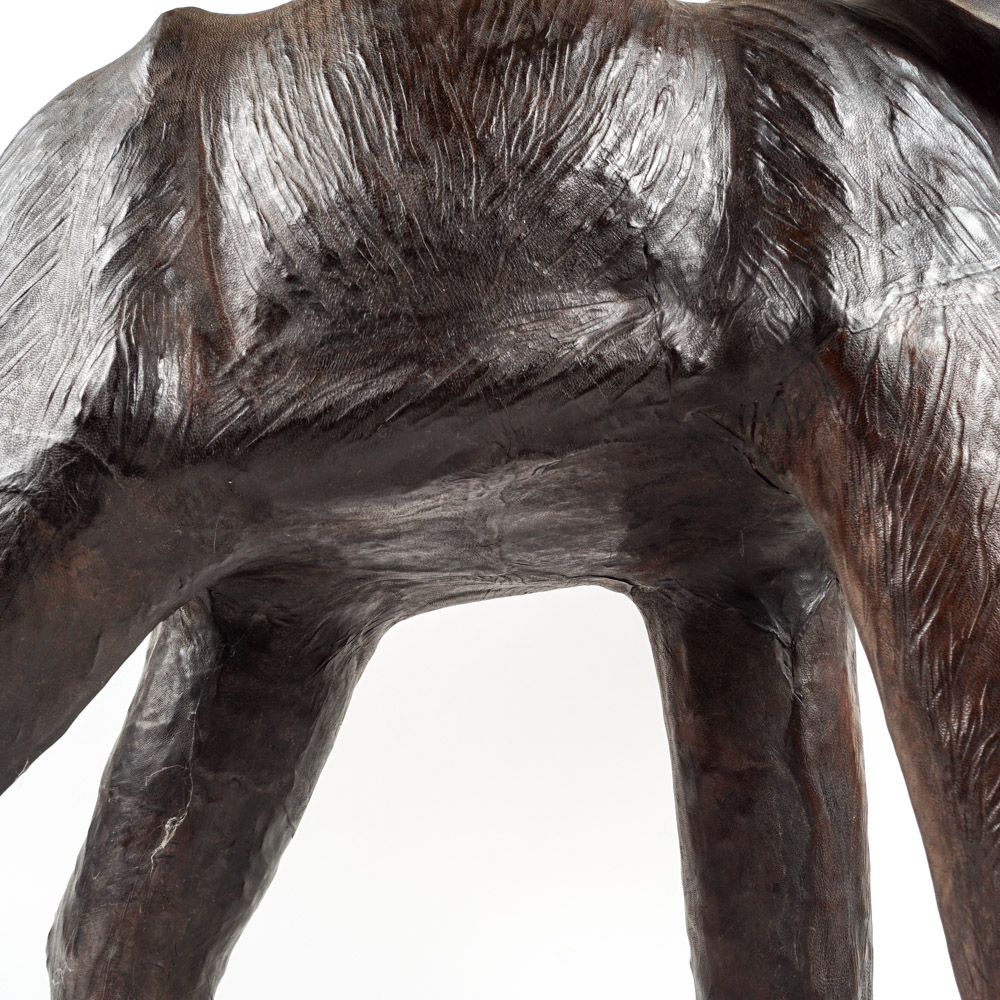 Cast Resin and Leather Asian Elephant Figure