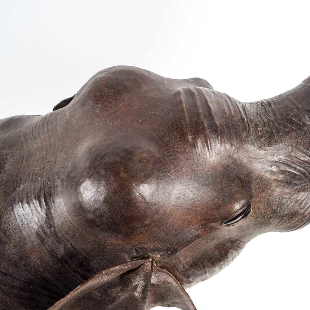 Cast Resin and Leather Asian Elephant Figure