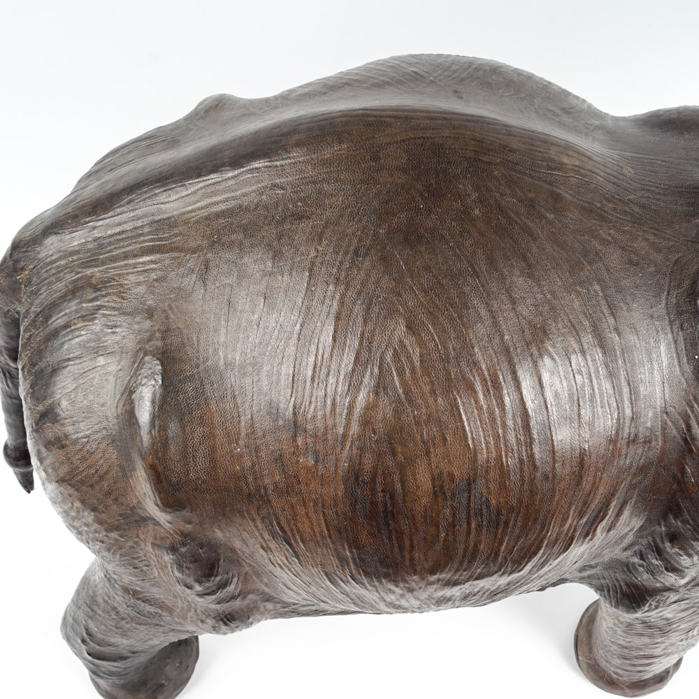 Cast Resin and Leather Asian Elephant Figure