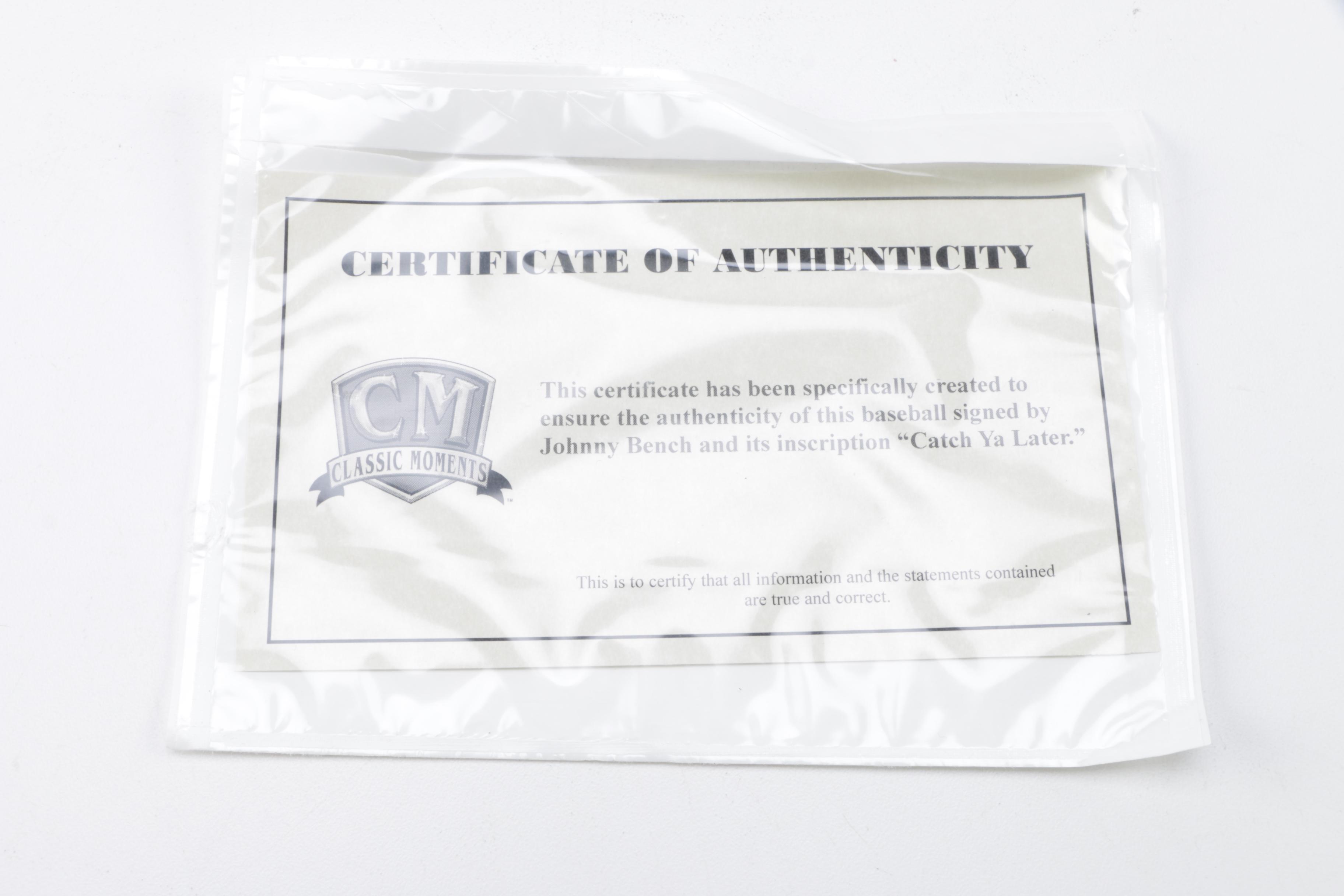 Johnny Bench Autographed Baseball