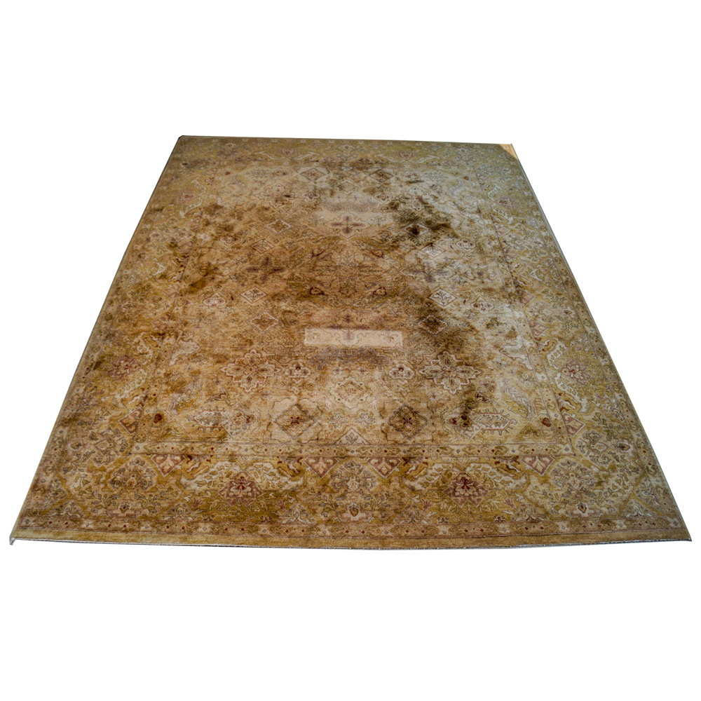 Hand-Knotted Indo-Oushak Area Rug