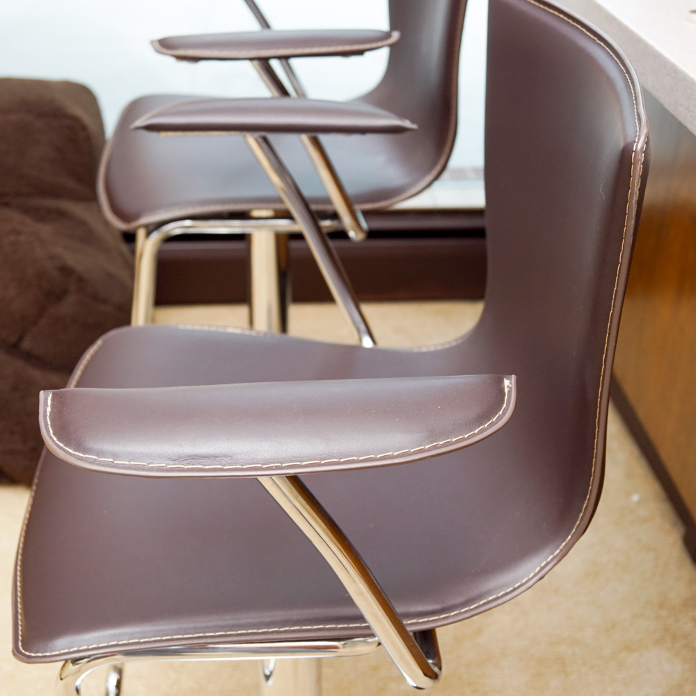 Pair of Leather Barstools