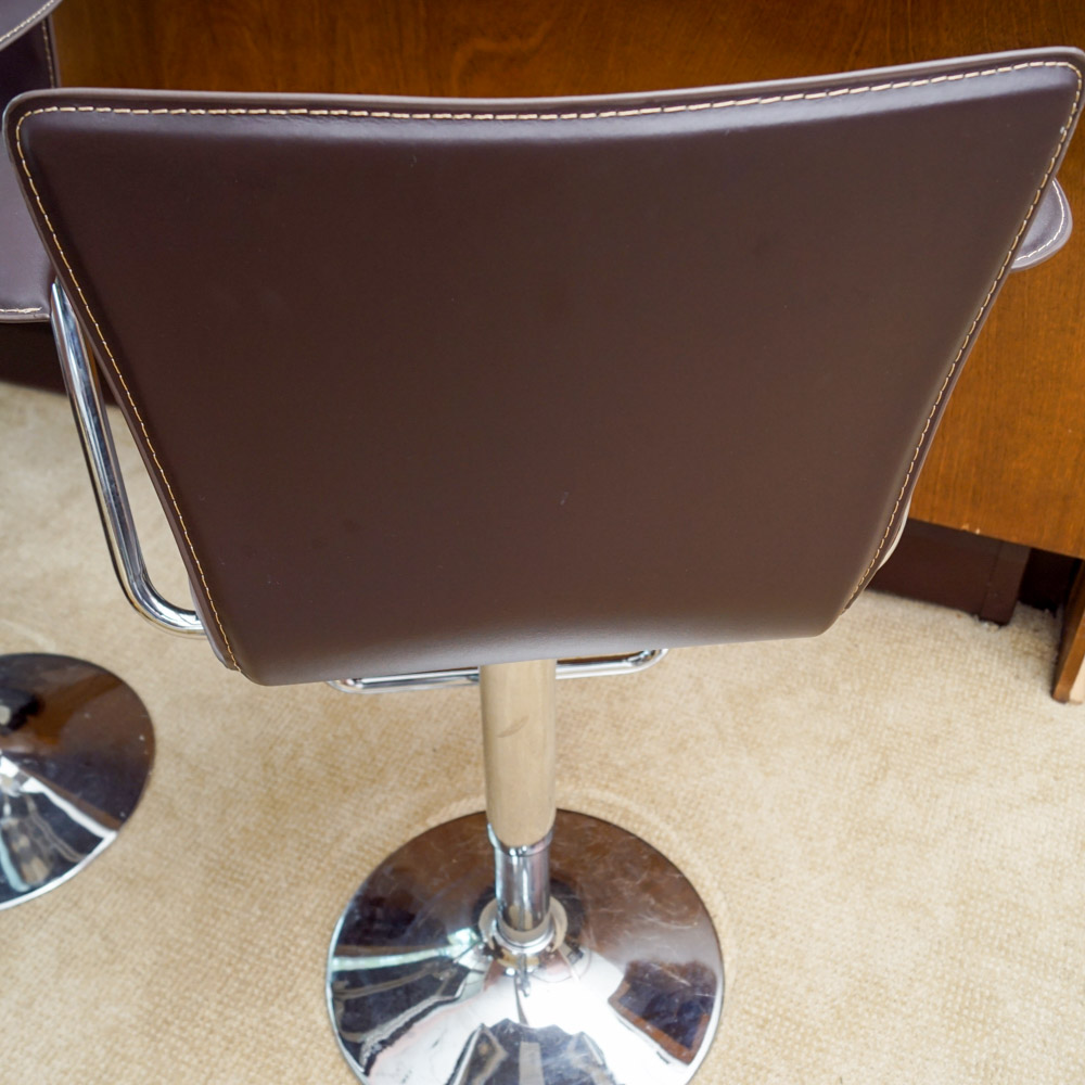Pair of Leather Barstools