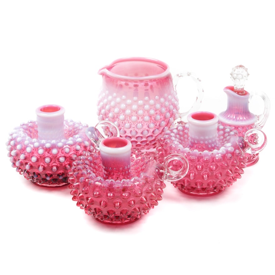 Fenton Cranberry Opalescent Hobnail Glass