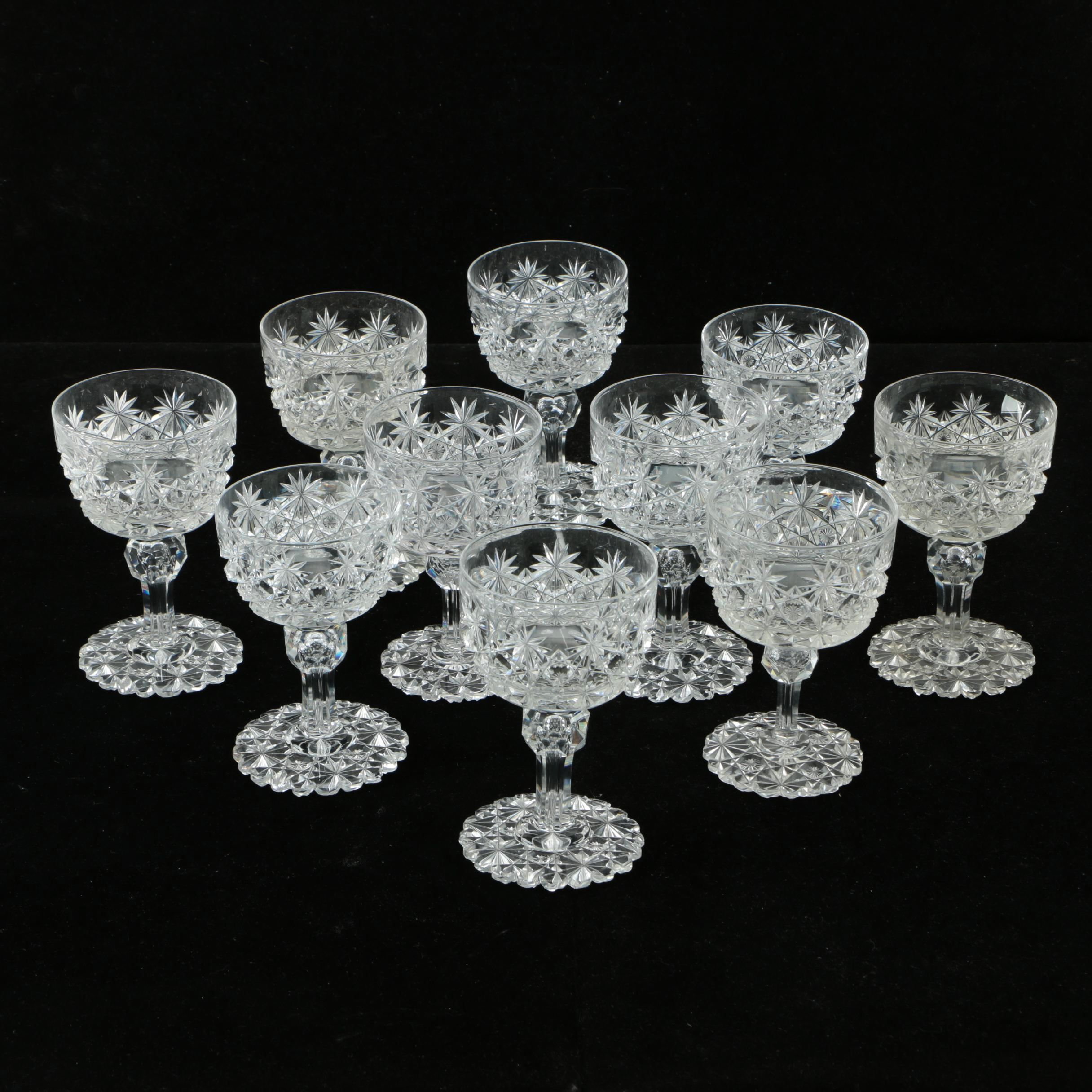 Set of Late 19th Century American Brilliant Period Cut Glass "Russian" Stemware