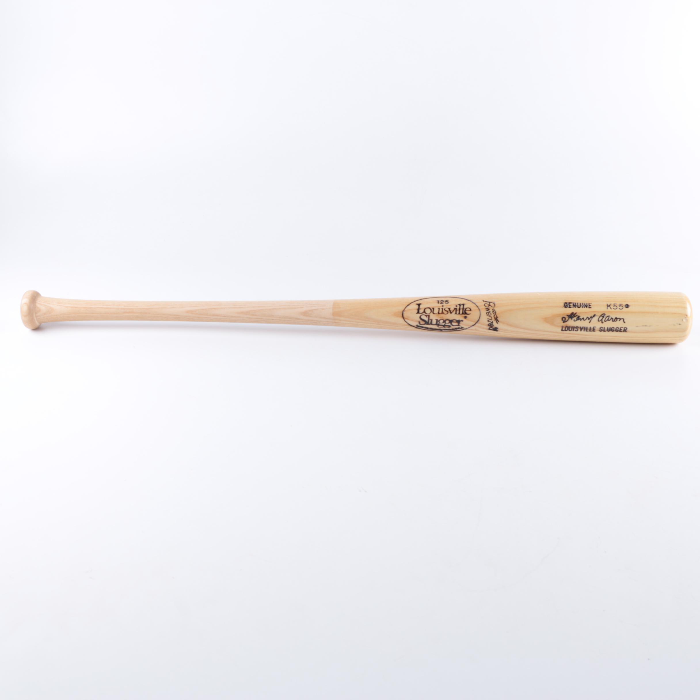 Louisville Slugger Baseball Bat with Hank Aaron Etched Reproduction Signature
