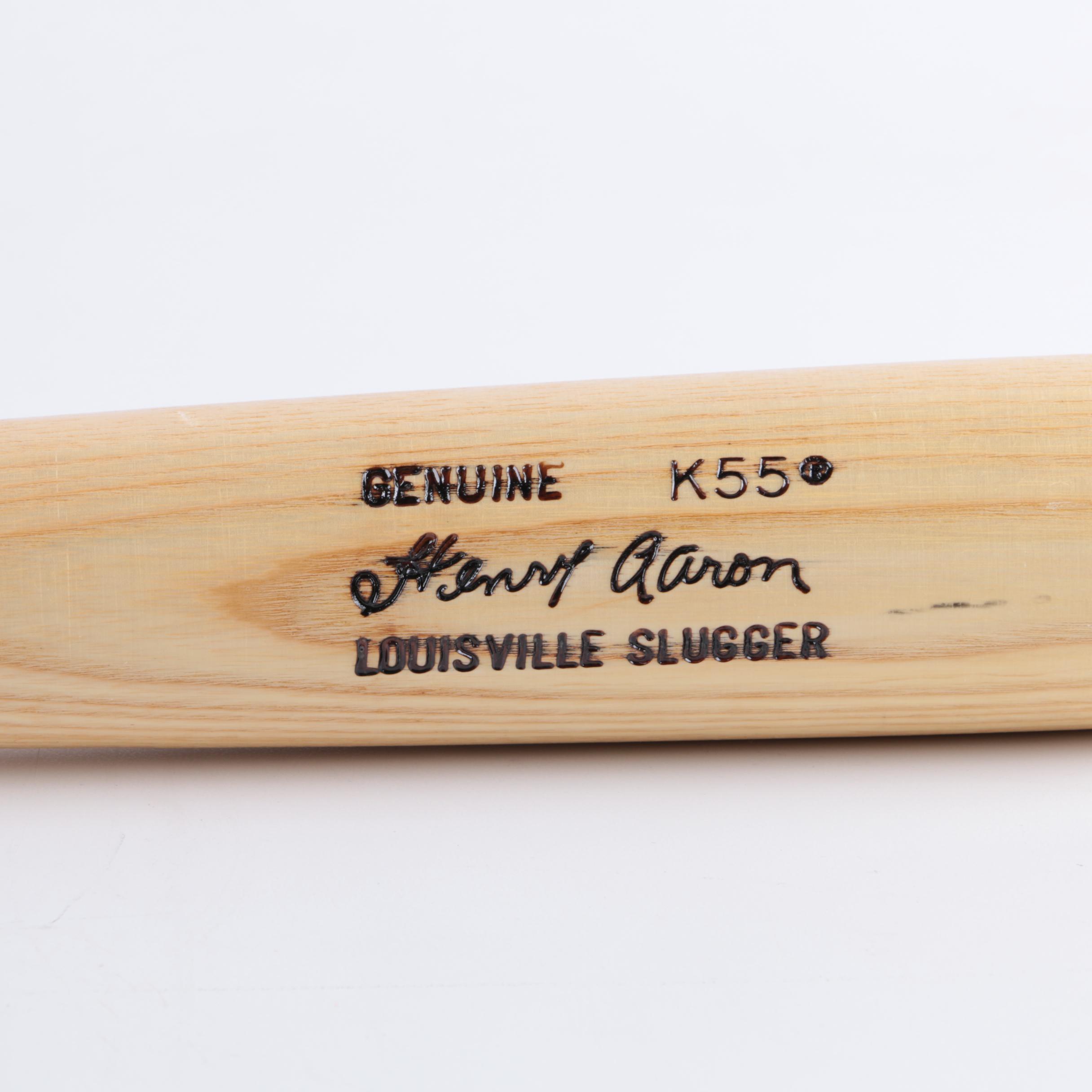 Louisville Slugger Baseball Bat with Hank Aaron Etched Reproduction Signature