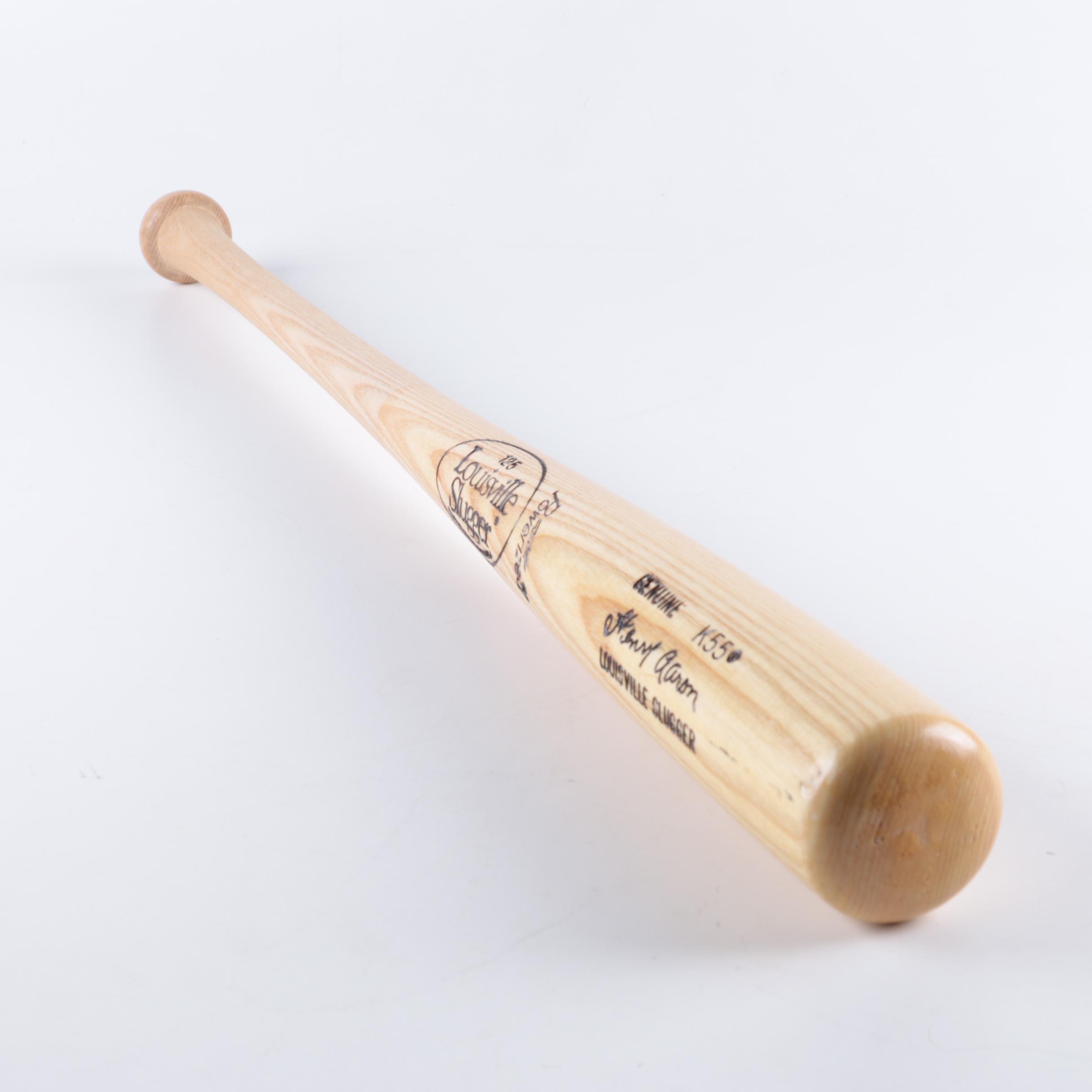 Louisville Slugger Baseball Bat with Hank Aaron Etched Reproduction Signature