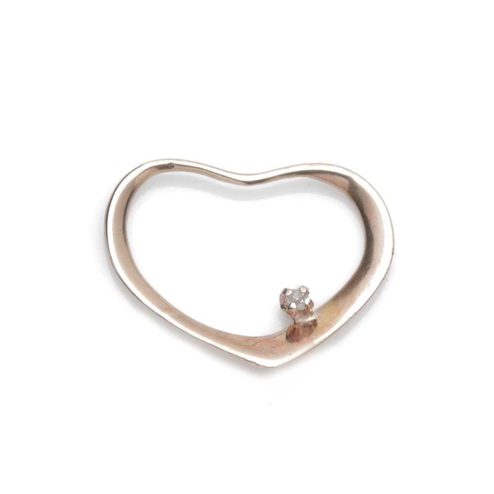 14K Yellow Gold Diamond Heart Pendant