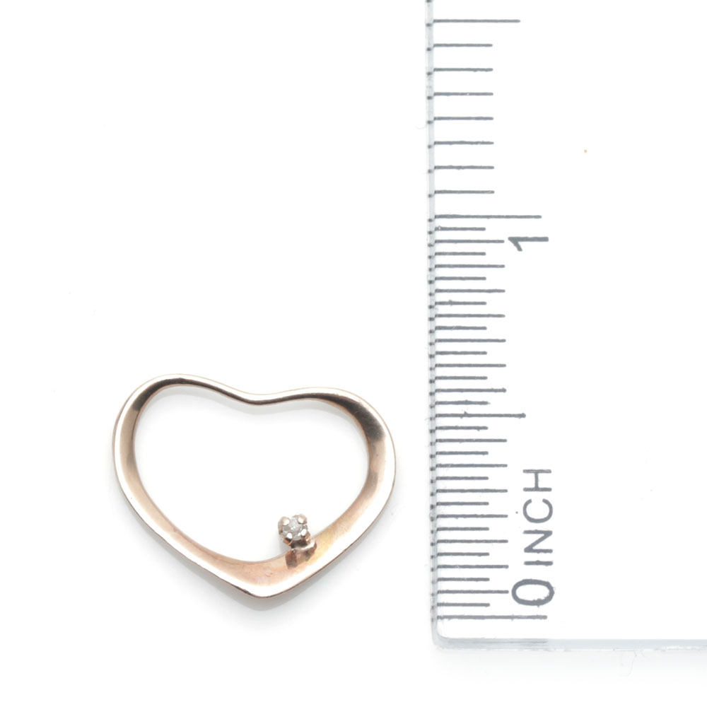 14K Yellow Gold Diamond Heart Pendant