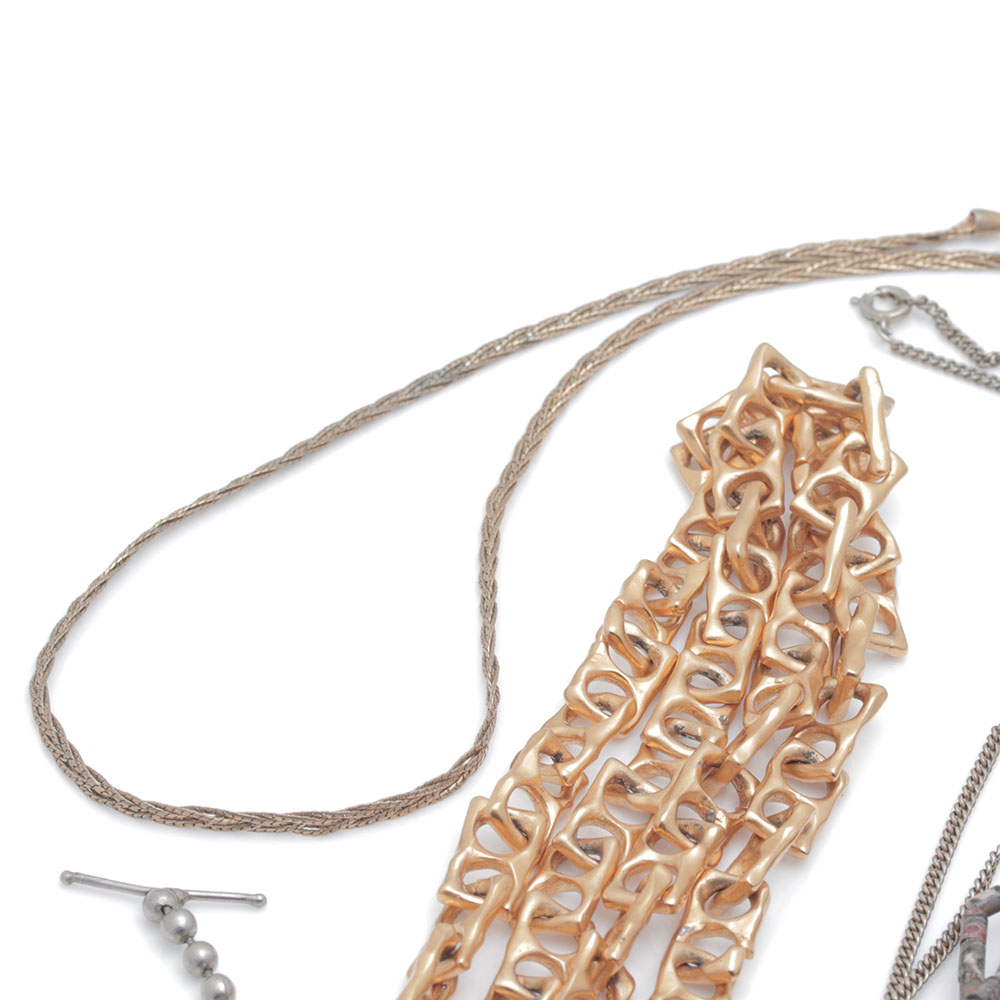 Assortment of Costume Necklaces Including Tiger's Eye, Carnelian, and Jasper