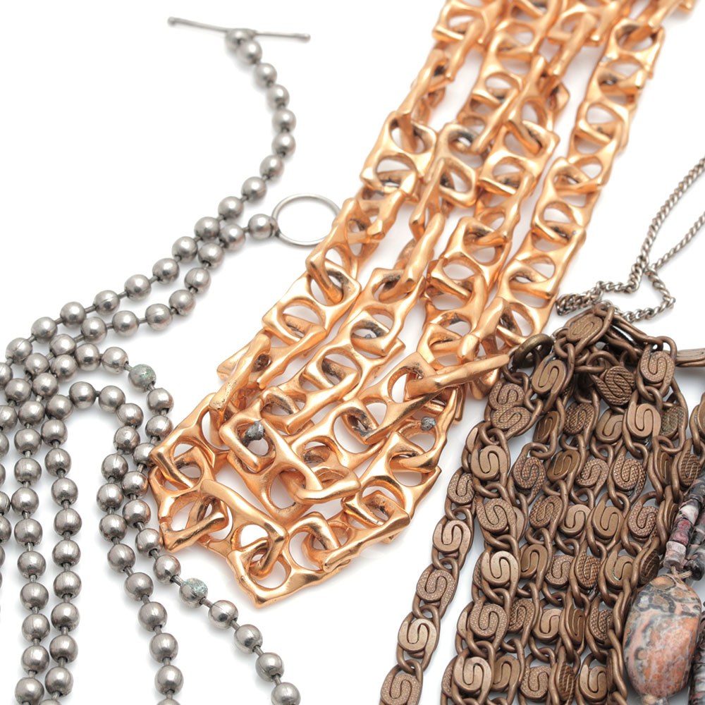 Assortment of Costume Necklaces Including Tiger's Eye, Carnelian, and Jasper