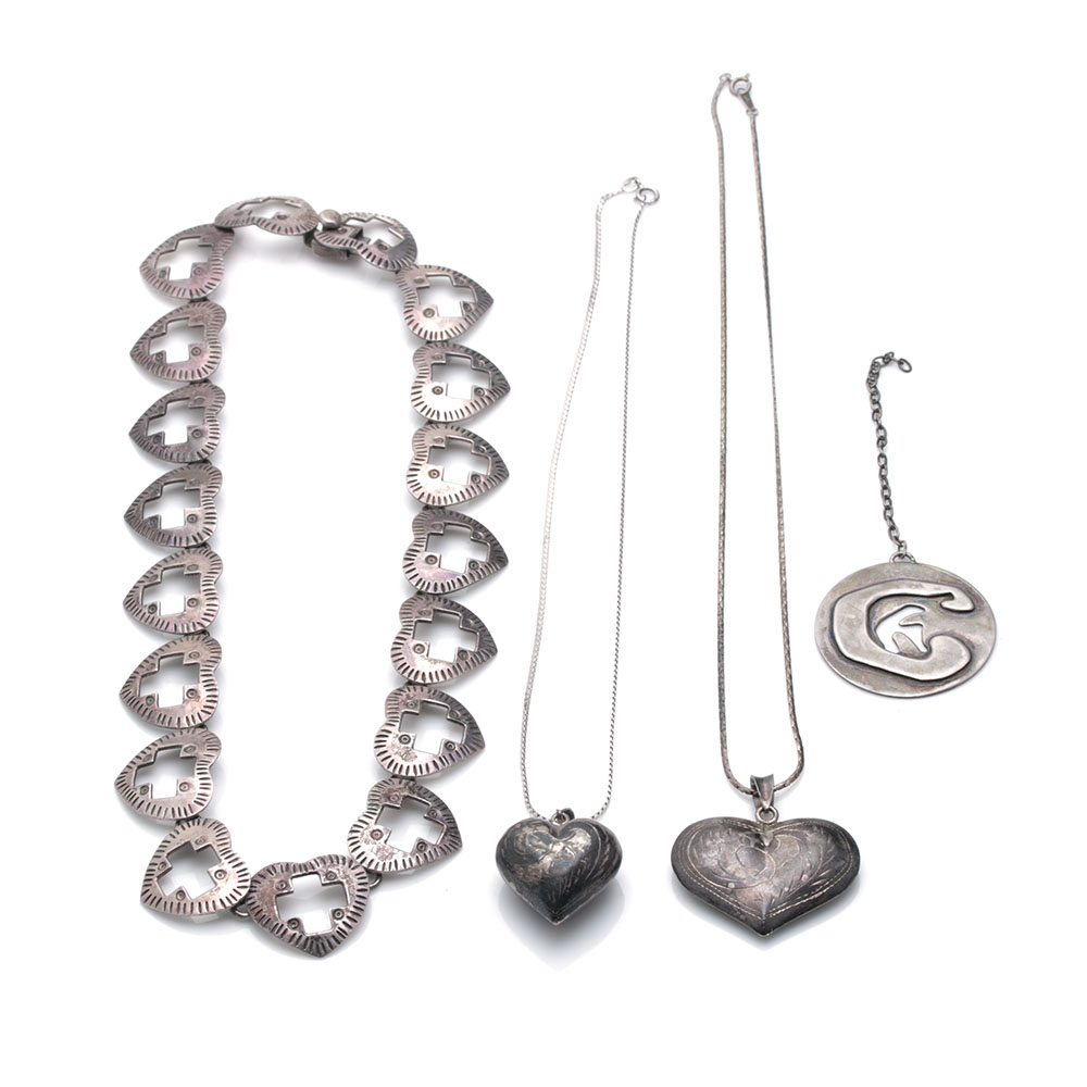 Sterling Silver Heart-Shaped Necklace Assortment