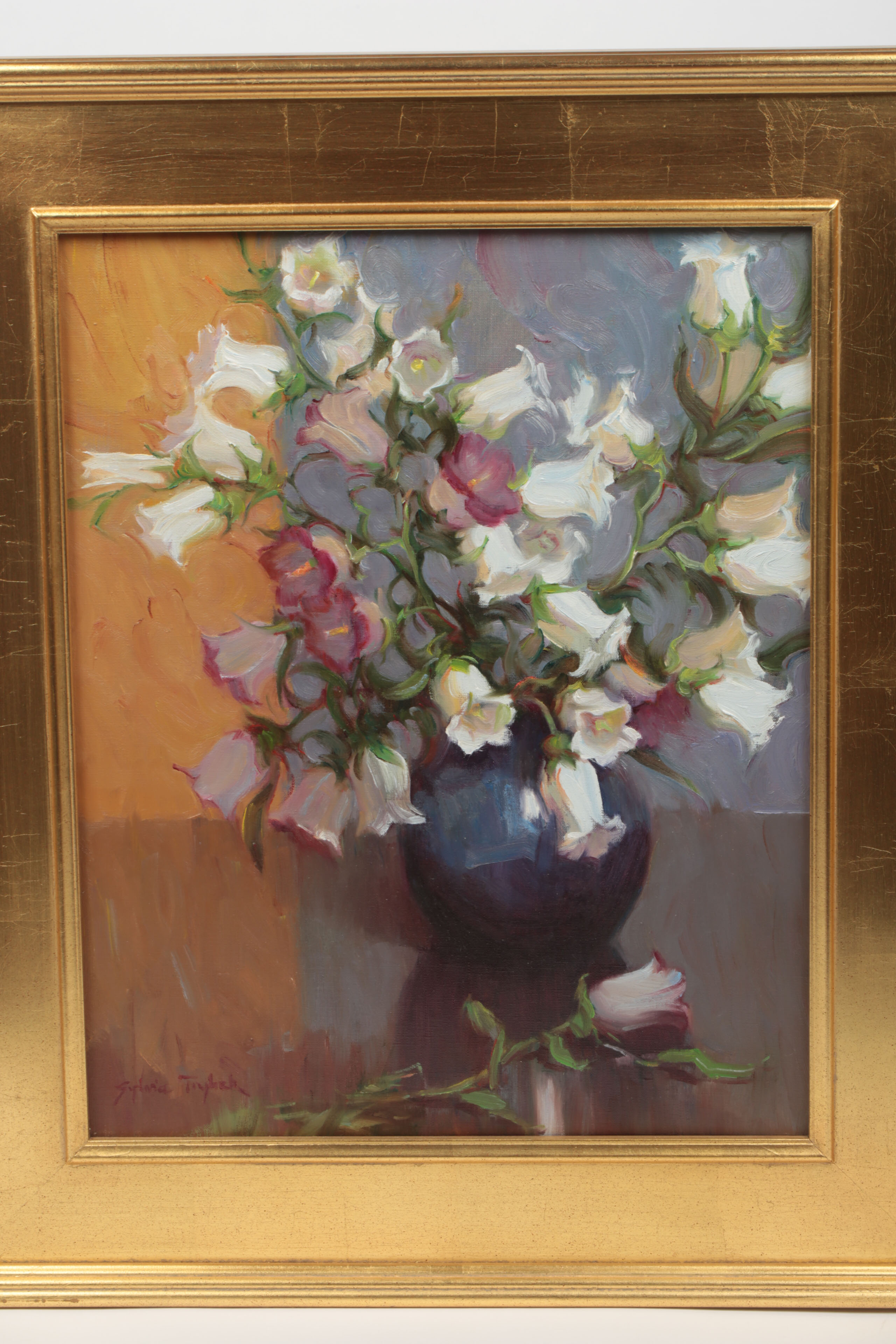 Sylvia Trybek Oil Painting on Canvas "Campanulas"