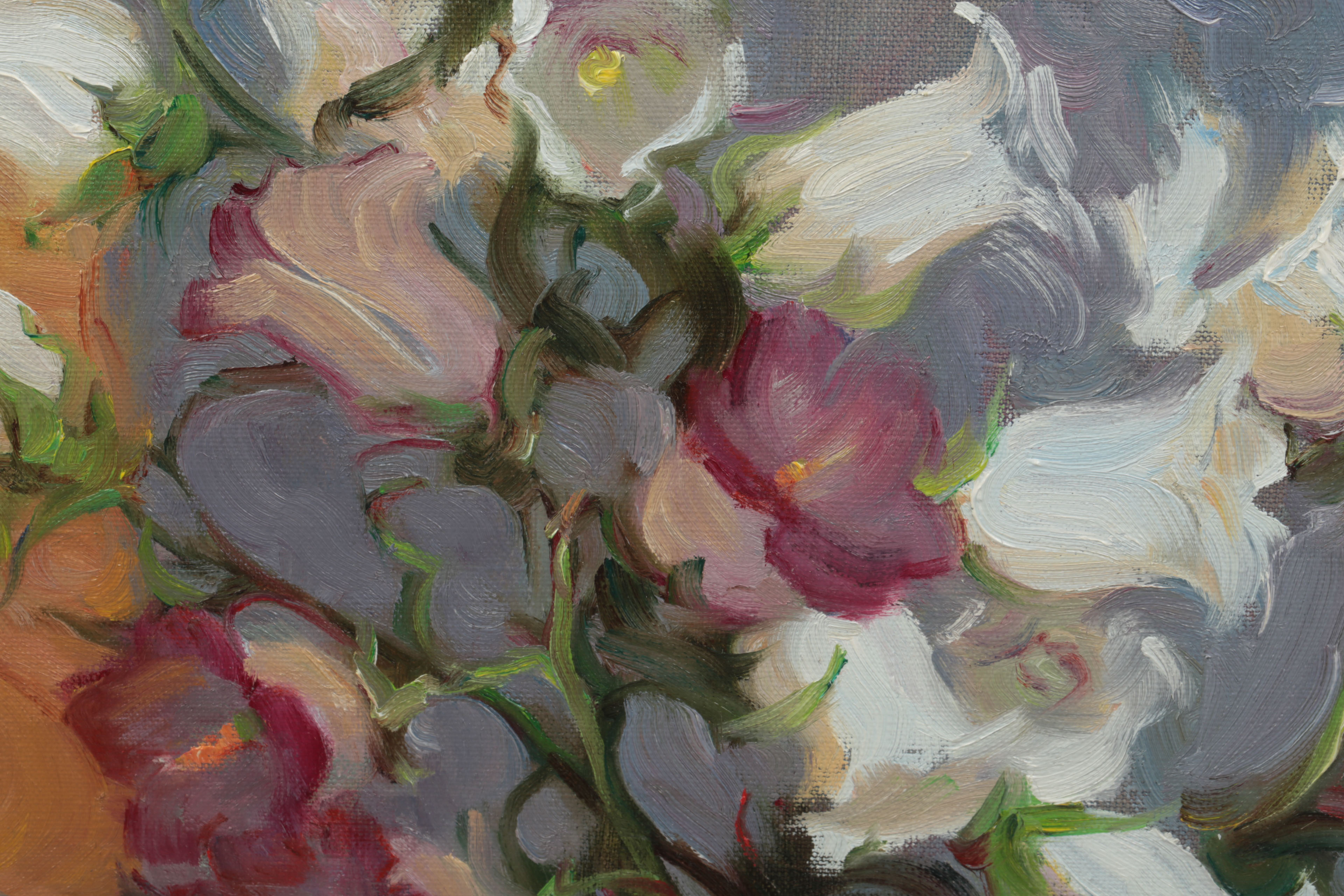 Sylvia Trybek Oil Painting on Canvas "Campanulas"