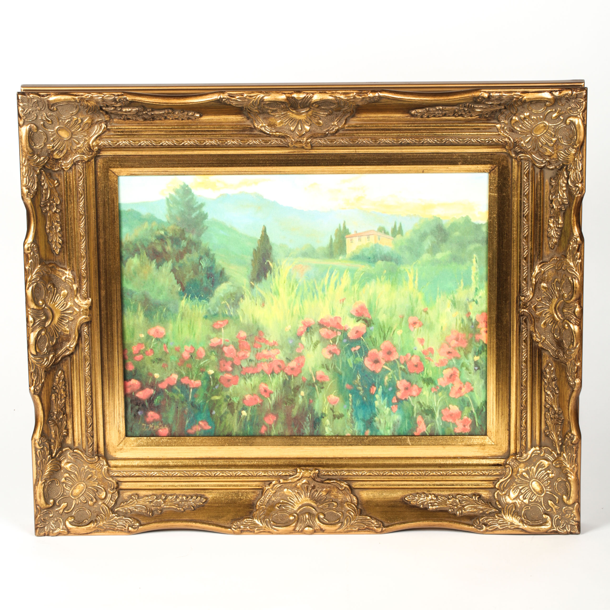 Trish Kertes Giclee Print on Canvas Board "Poppies in Tuscany"