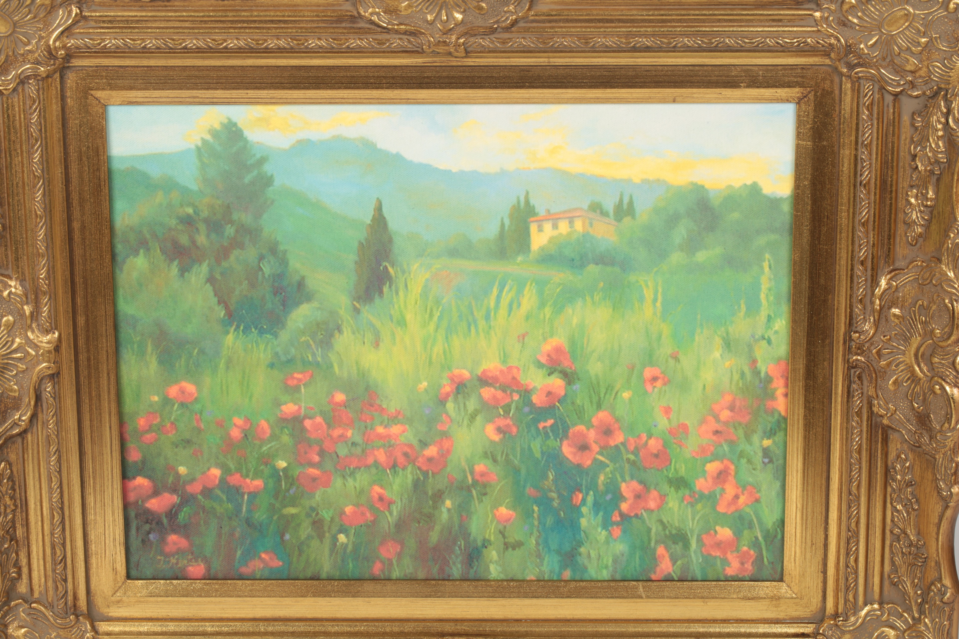 Trish Kertes Giclee Print on Canvas Board "Poppies in Tuscany"