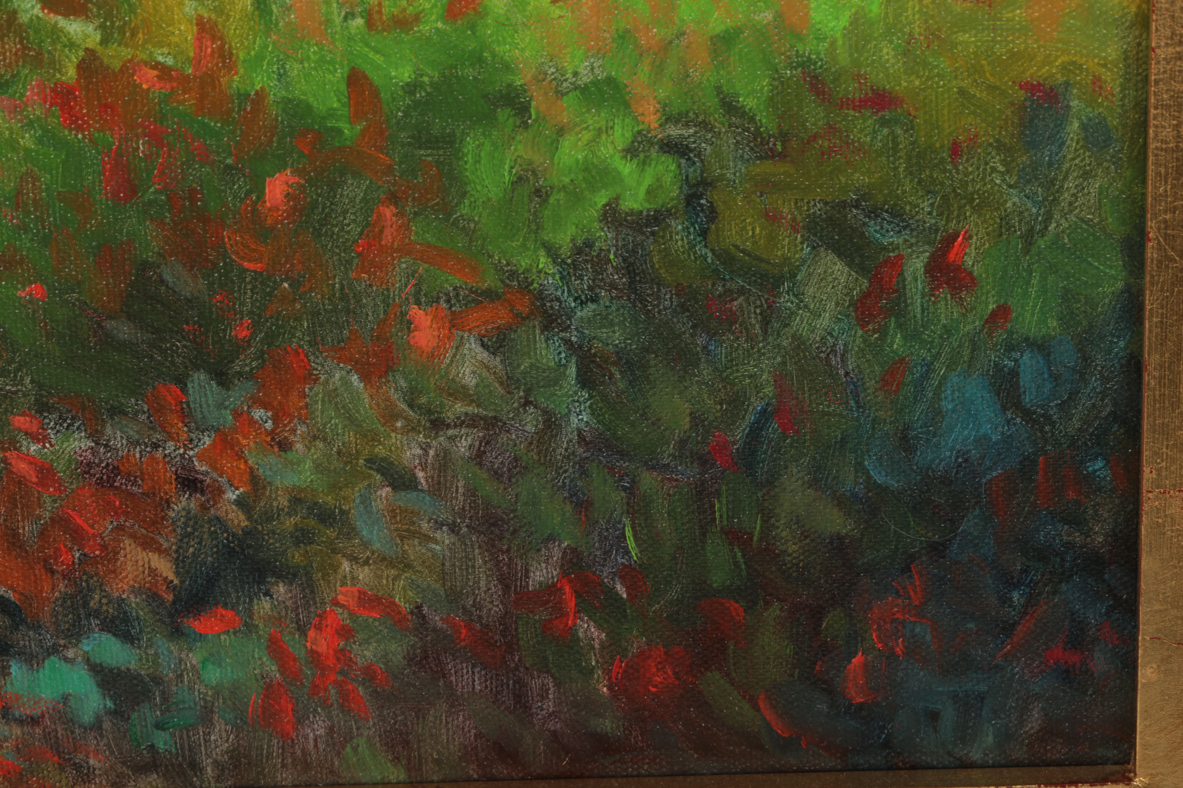 Trish Kertes Oil Painting on Canvas "Poppies and Vineyards"