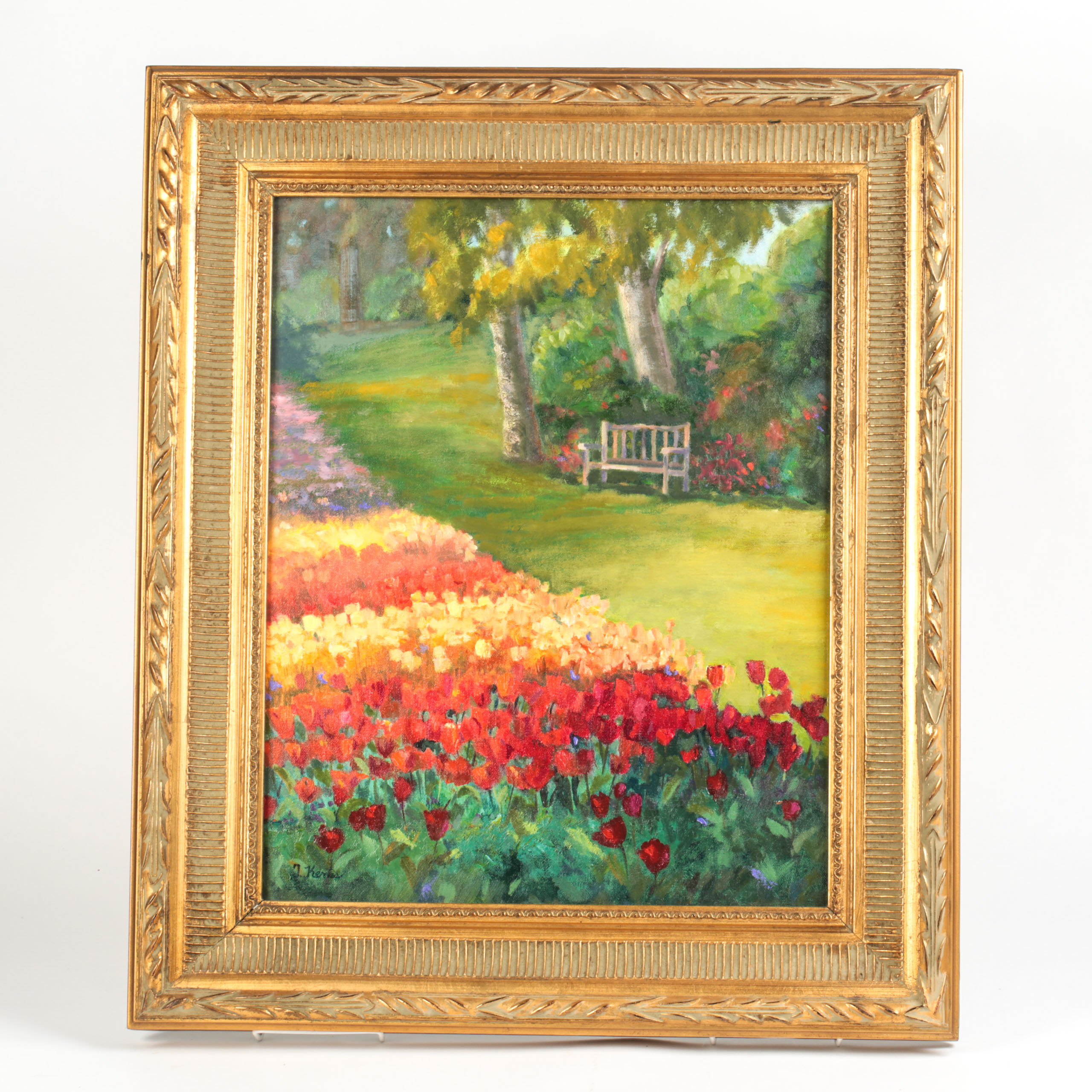 Trish Kertes Oil Painting of a Garden "Spring Arrives"