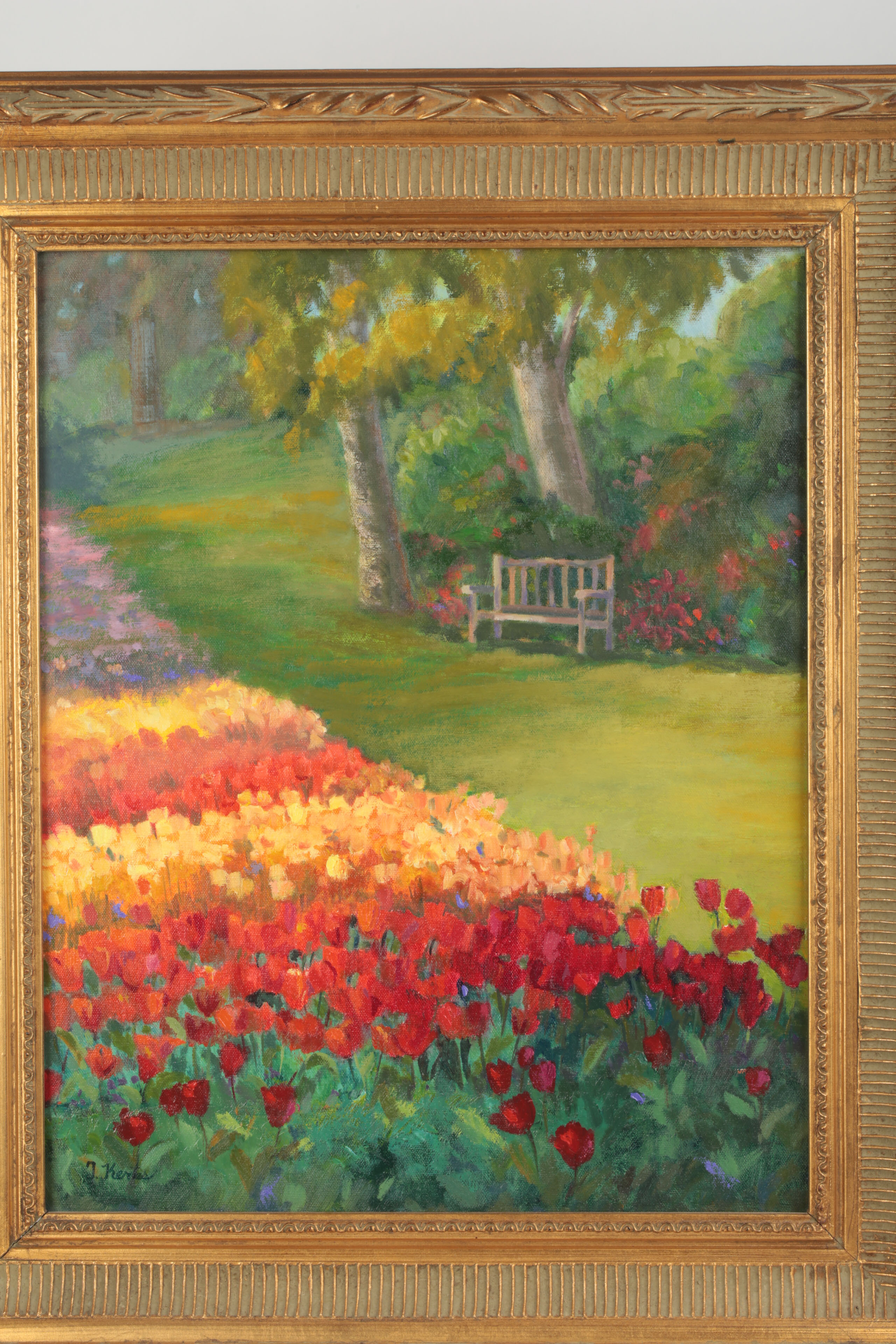 Trish Kertes Oil Painting of a Garden "Spring Arrives"