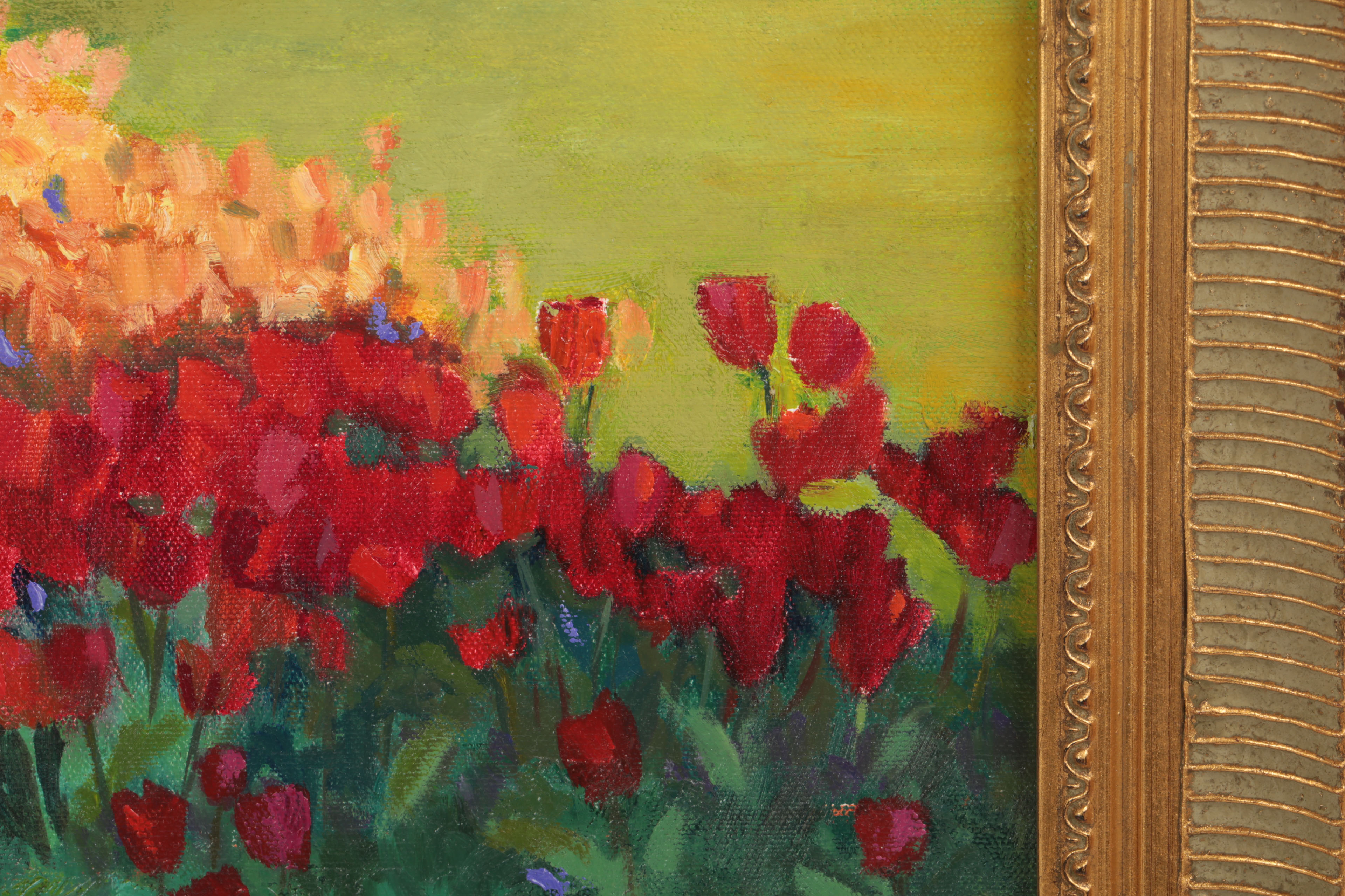 Trish Kertes Oil Painting of a Garden "Spring Arrives"