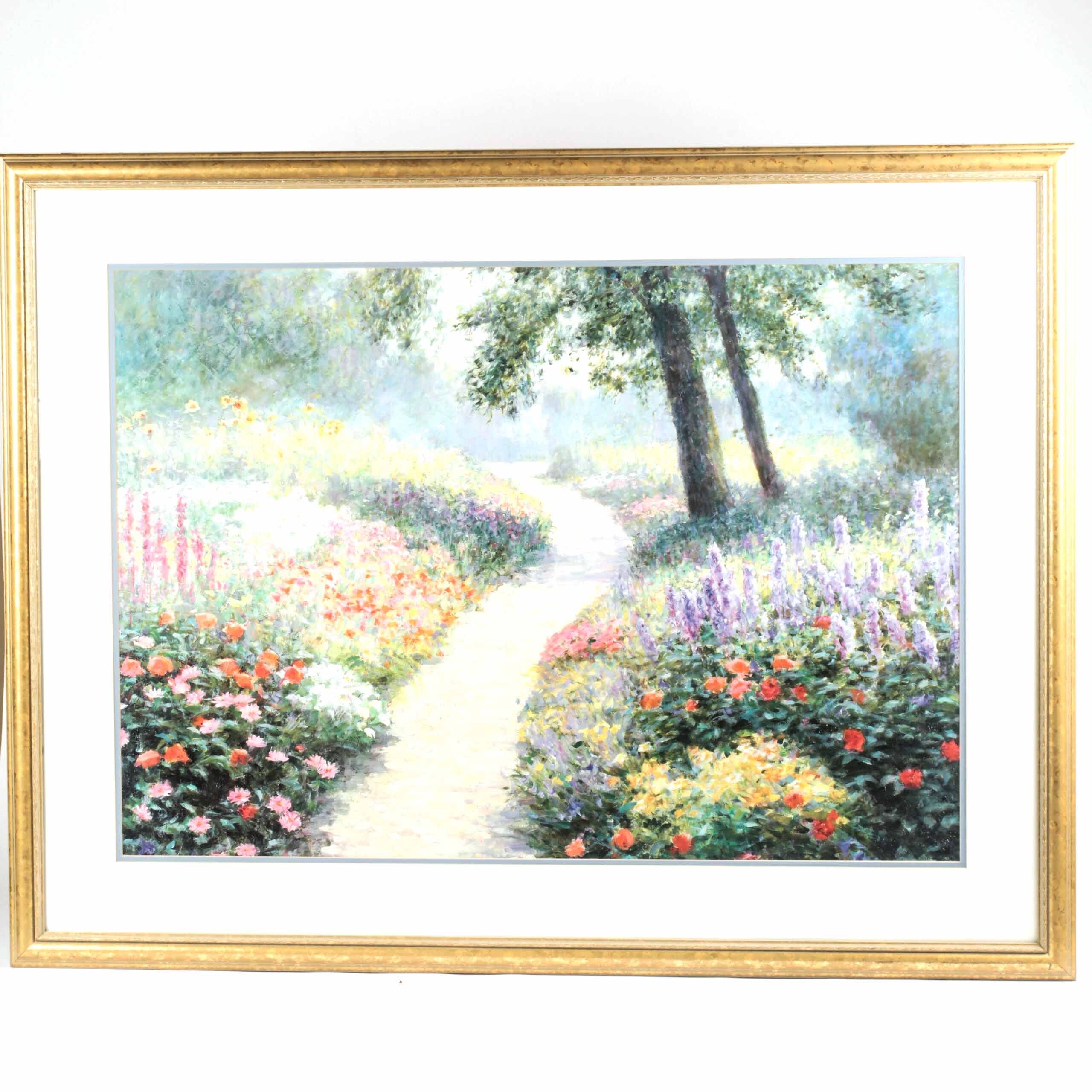 After Bi Wei Offset Lithograph on Paper of a Garden Path