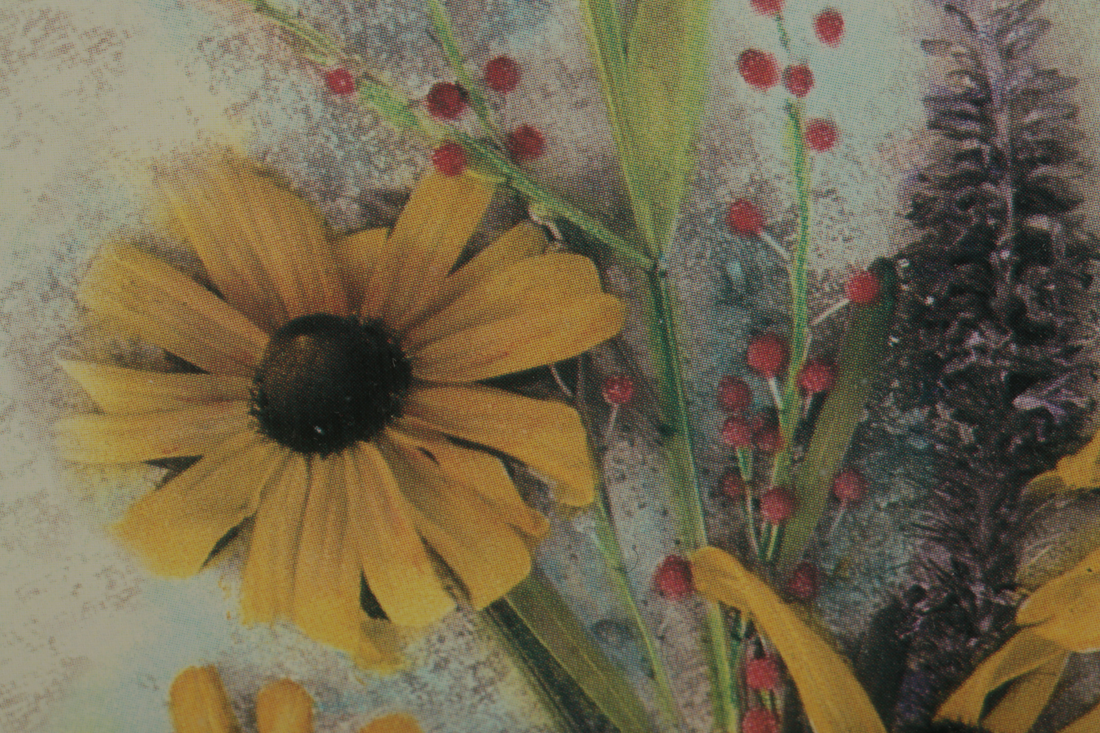 Offset Lithograph Prints on Paper of Floral Bouquets with Wall Mirror