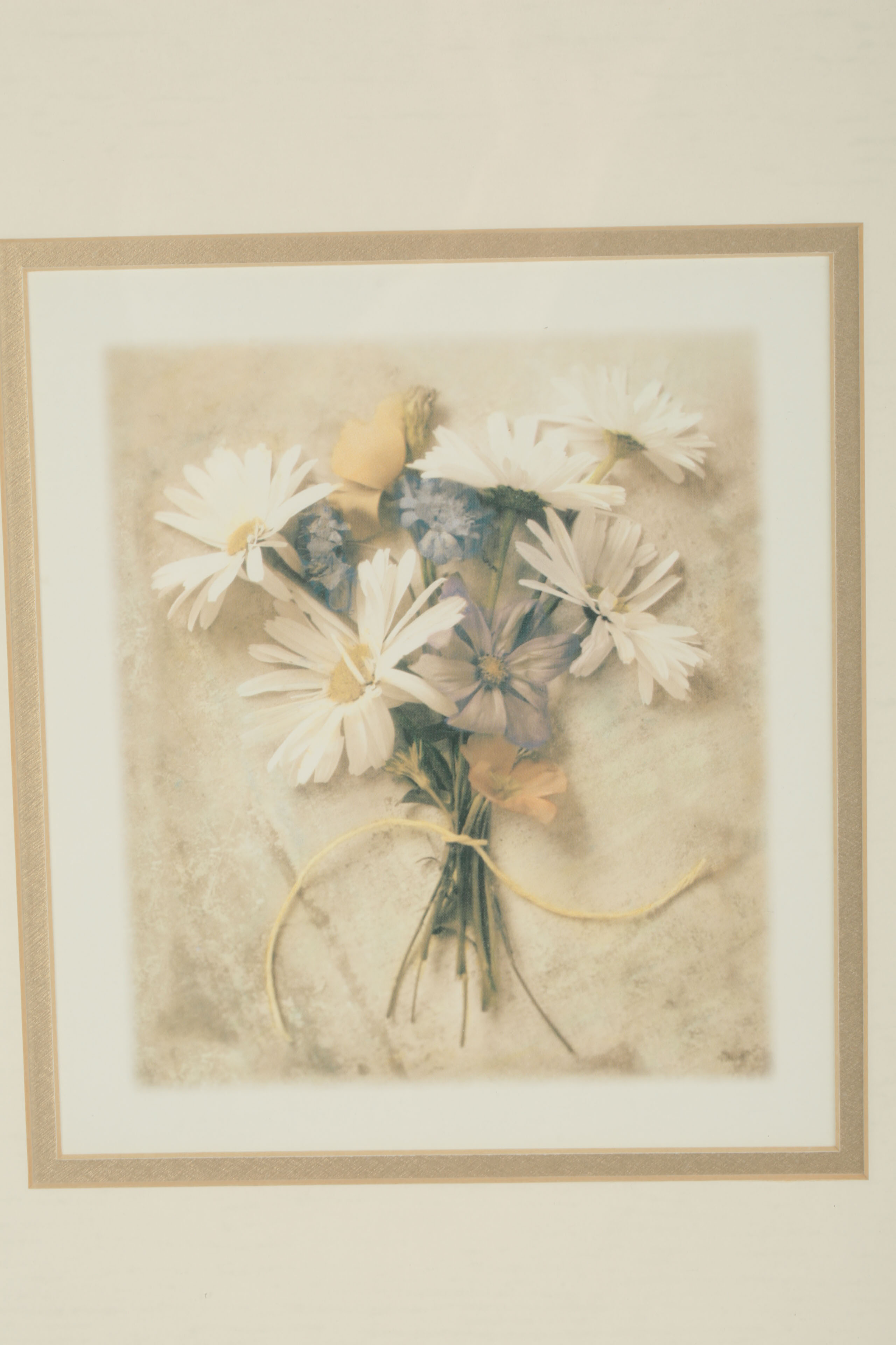 Offset Lithograph Prints on Paper of Floral Bouquets with Wall Mirror
