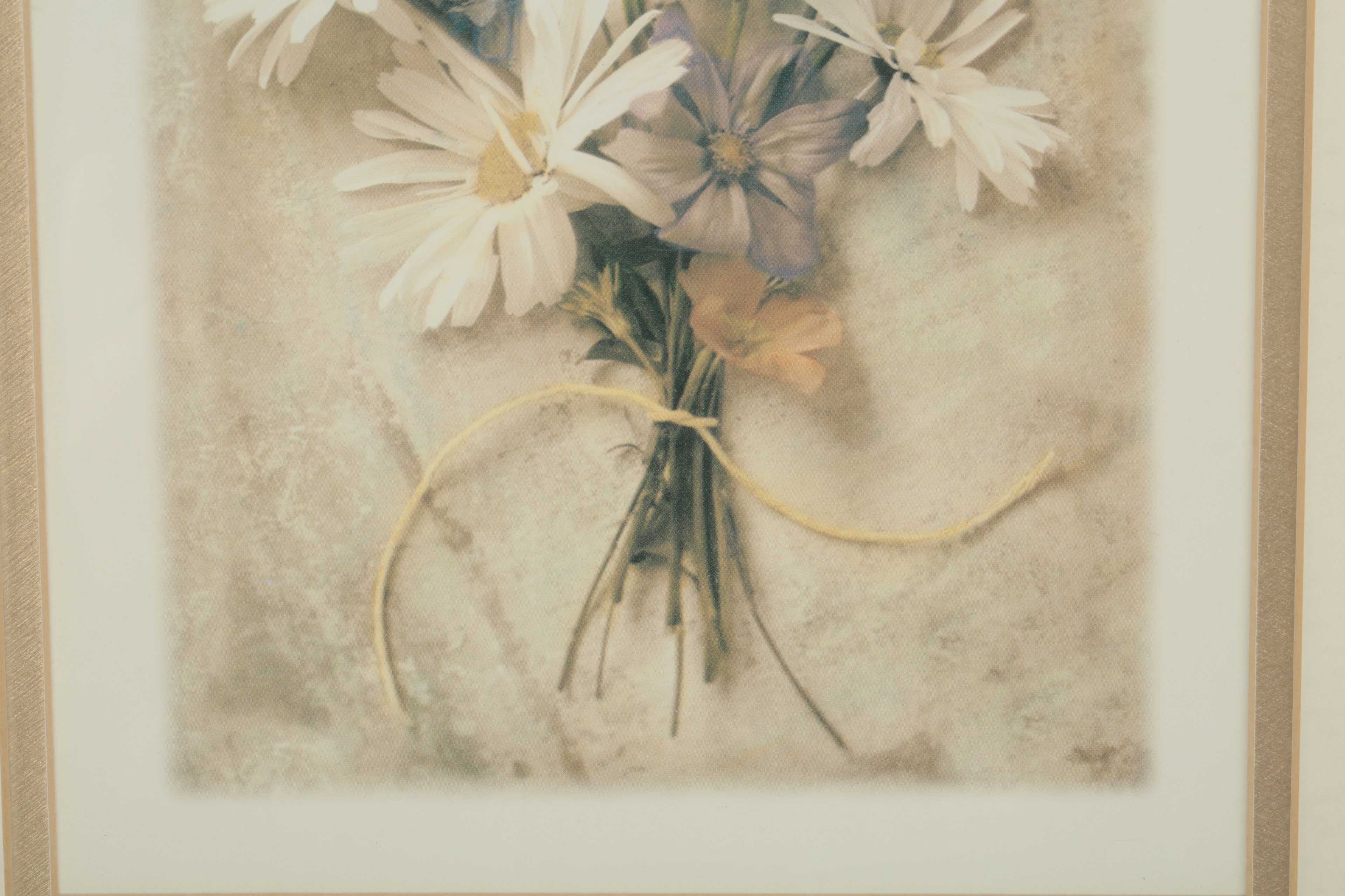 Offset Lithograph Prints on Paper of Floral Bouquets with Wall Mirror