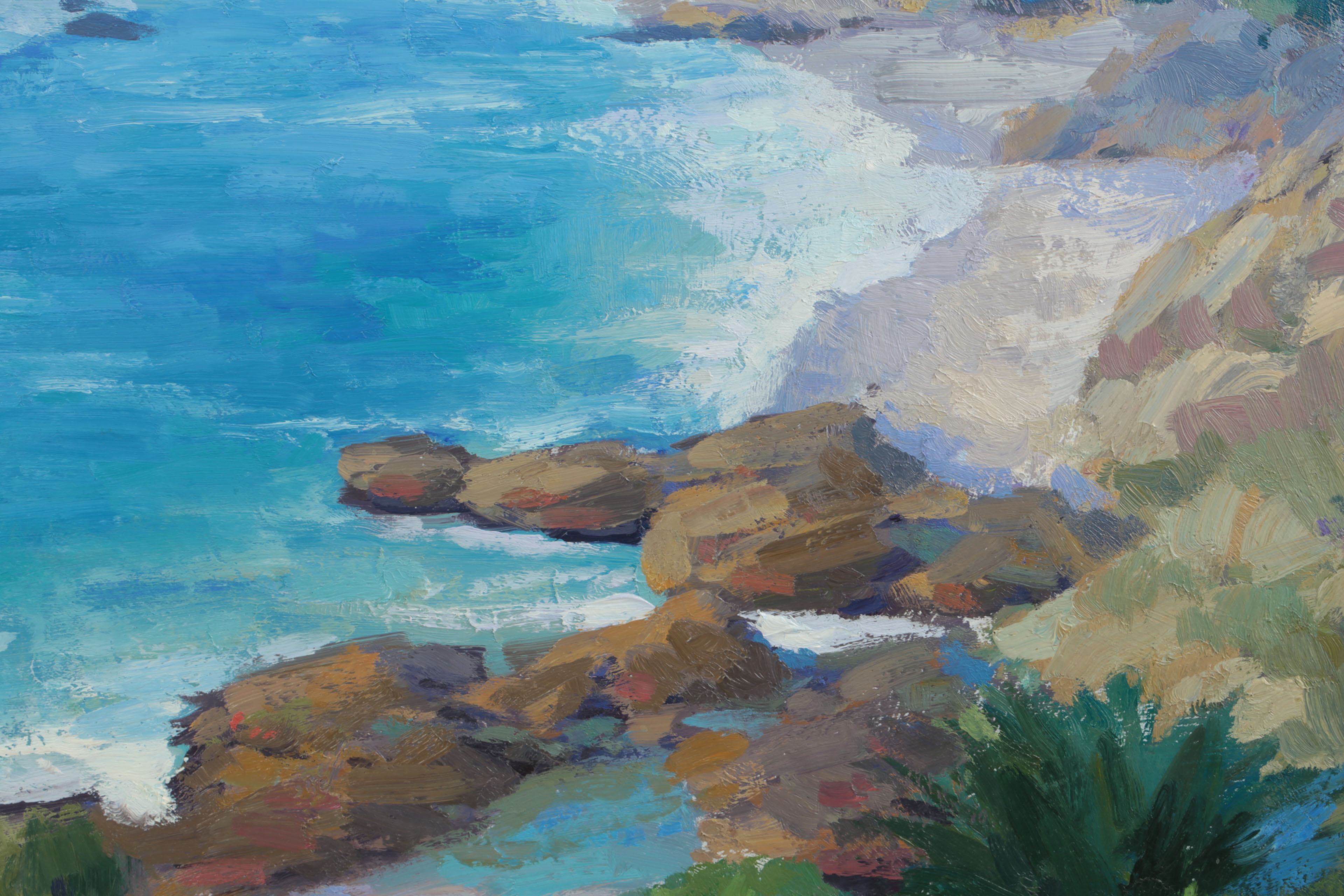 Joseph Aaron Oil Painting on Board "Summer Surf, Heisler Park"