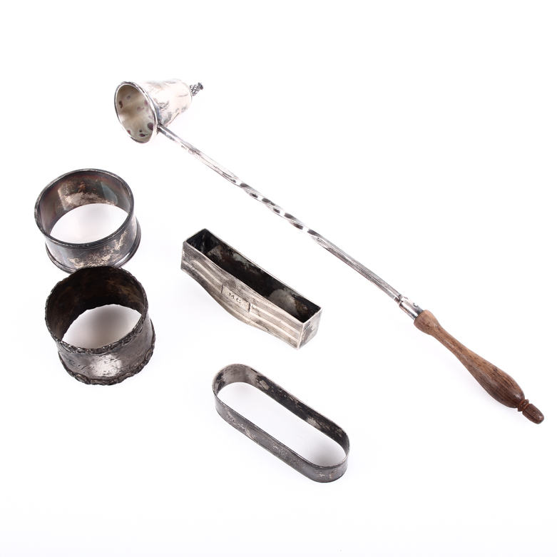 Vintage Sterling Silver Napkin Rings and Candle Snuffer