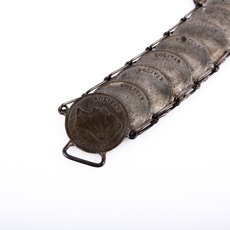 Vintage Venezuelan Bolivar Coin Silver Bracelet