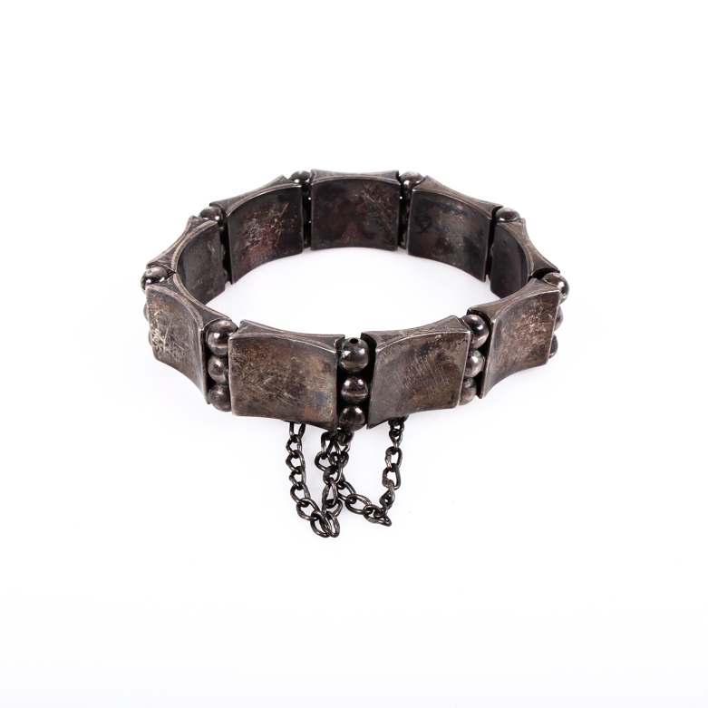 Vintage Hector Aguilar Taxco 940 Silver Hinged Link Bracelet