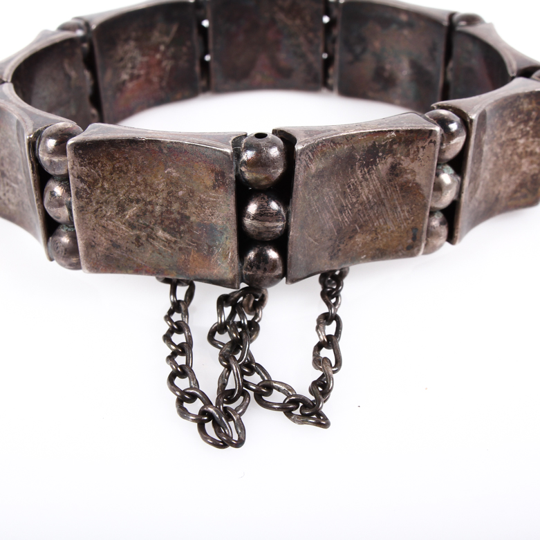 Vintage Hector Aguilar Taxco 940 Silver Hinged Link Bracelet