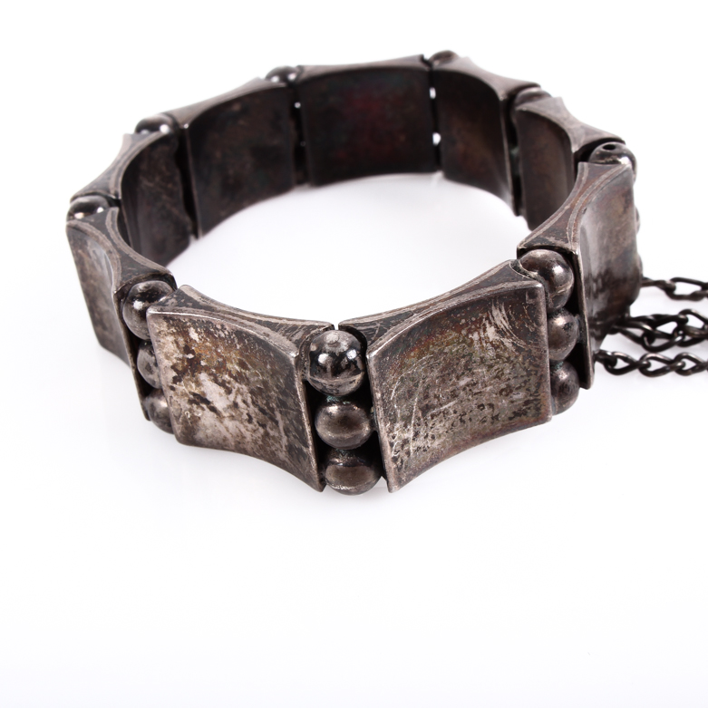 Vintage Hector Aguilar Taxco 940 Silver Hinged Link Bracelet