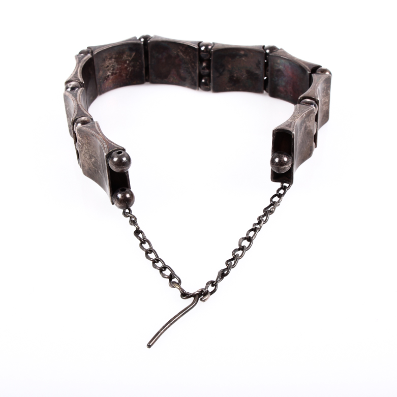 Vintage Hector Aguilar Taxco 940 Silver Hinged Link Bracelet