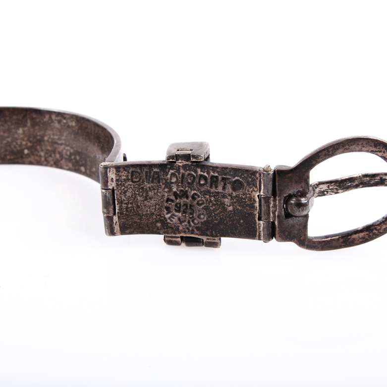Vintage Dia Diodato Taxco Sterling Silver and Rosewood Belt Bracelet