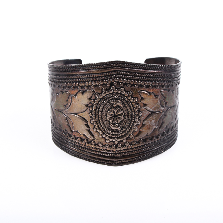 Vintage Embossed Sterling Silver Cuff Bracelet