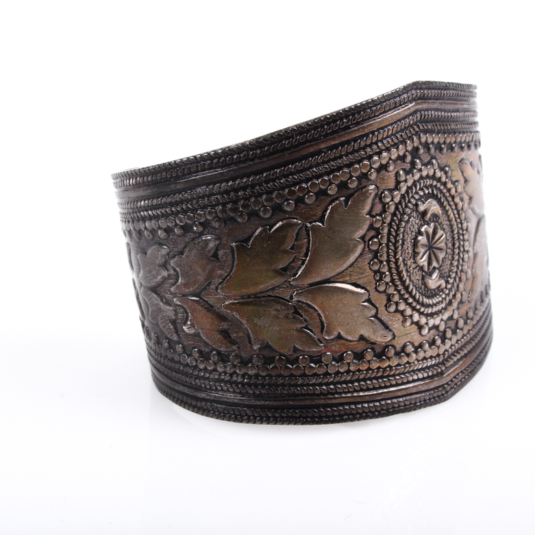 Vintage Embossed Sterling Silver Cuff Bracelet