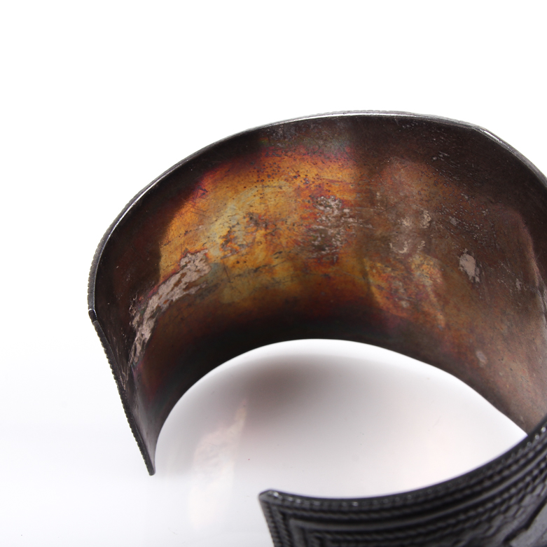 Vintage Embossed Sterling Silver Cuff Bracelet