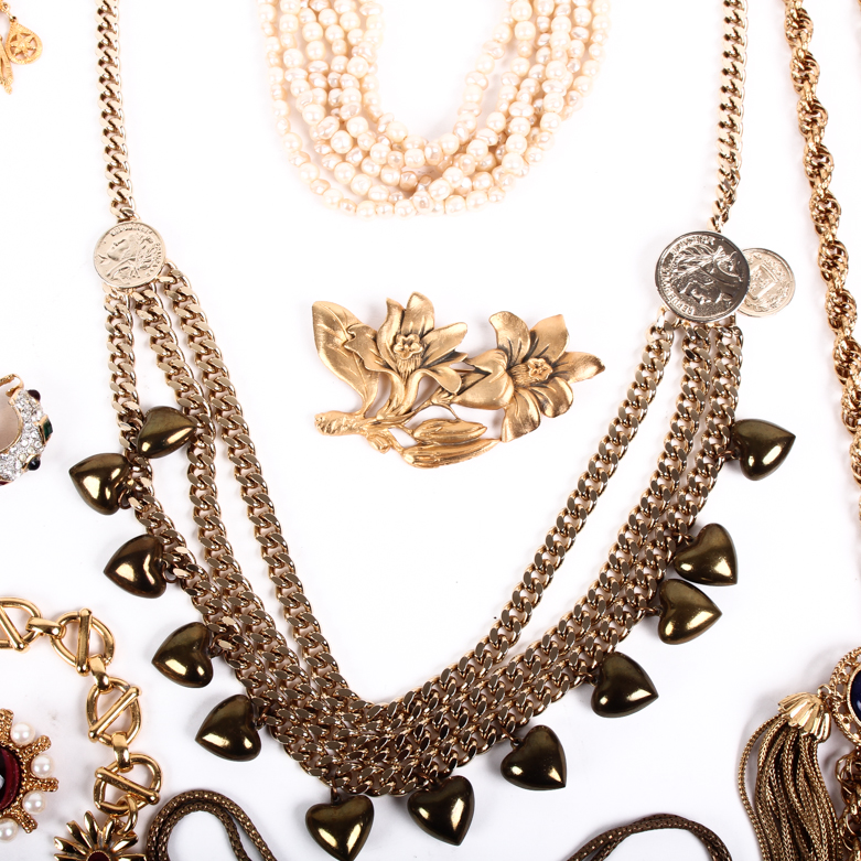 Generous Assortment of Vintage Gold-Tone Metal Costume Jewelry