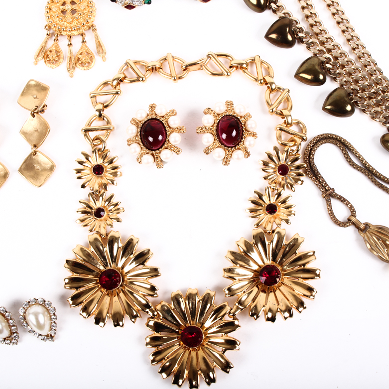 Generous Assortment of Vintage Gold-Tone Metal Costume Jewelry