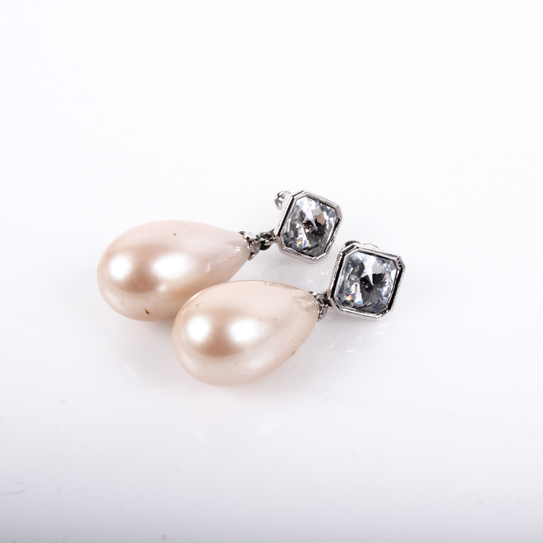 Vintage Yves Saint Laurent Faux Pearl Teardrop Earrings