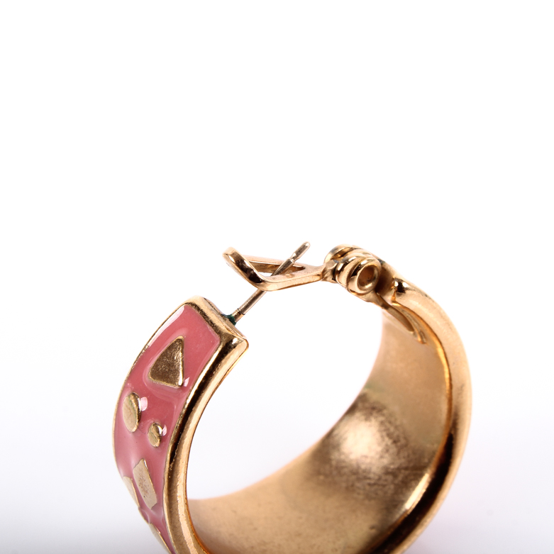 Vintage Yves Saint Laurent Coral Enamel Hoop Earrings