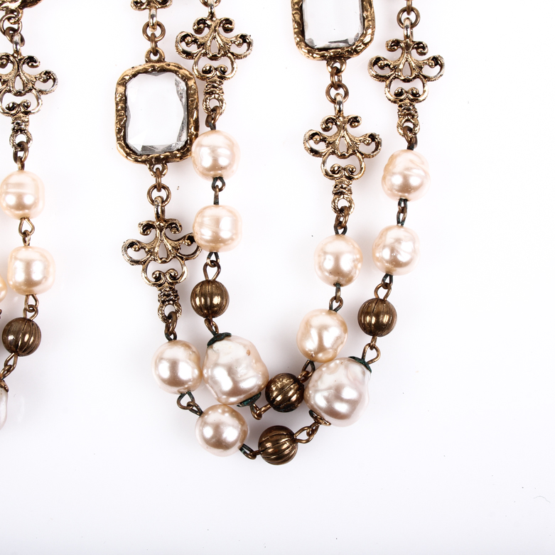 Pair of Duplaise Faux Pearl Opera Length Costume Necklaces