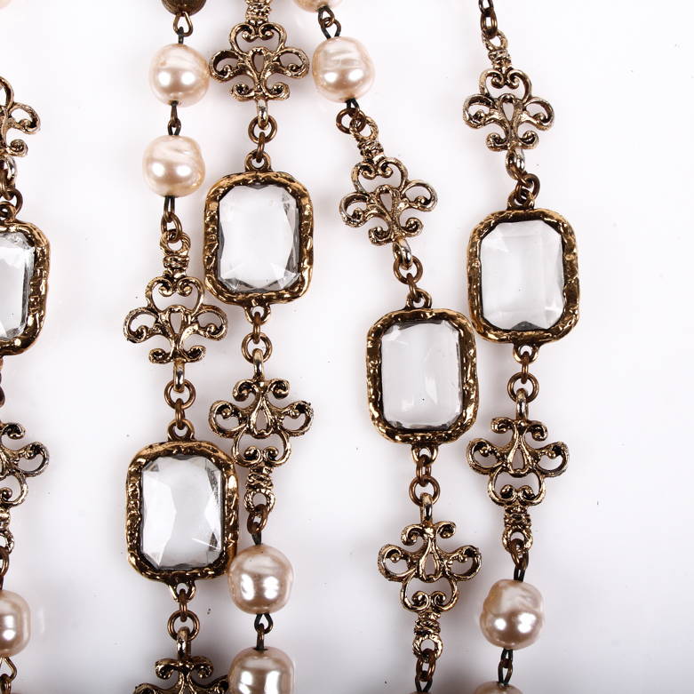 Pair of Duplaise Faux Pearl Opera Length Costume Necklaces