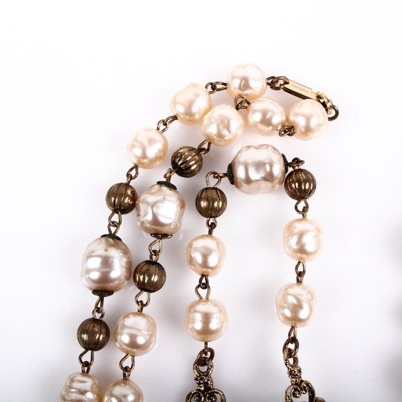 Pair of Duplaise Faux Pearl Opera Length Costume Necklaces