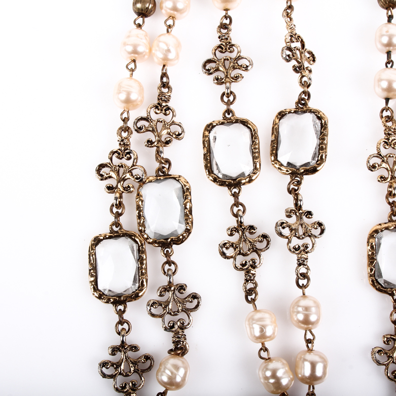 Pair of Duplaise Faux Pearl Opera Length Costume Necklaces