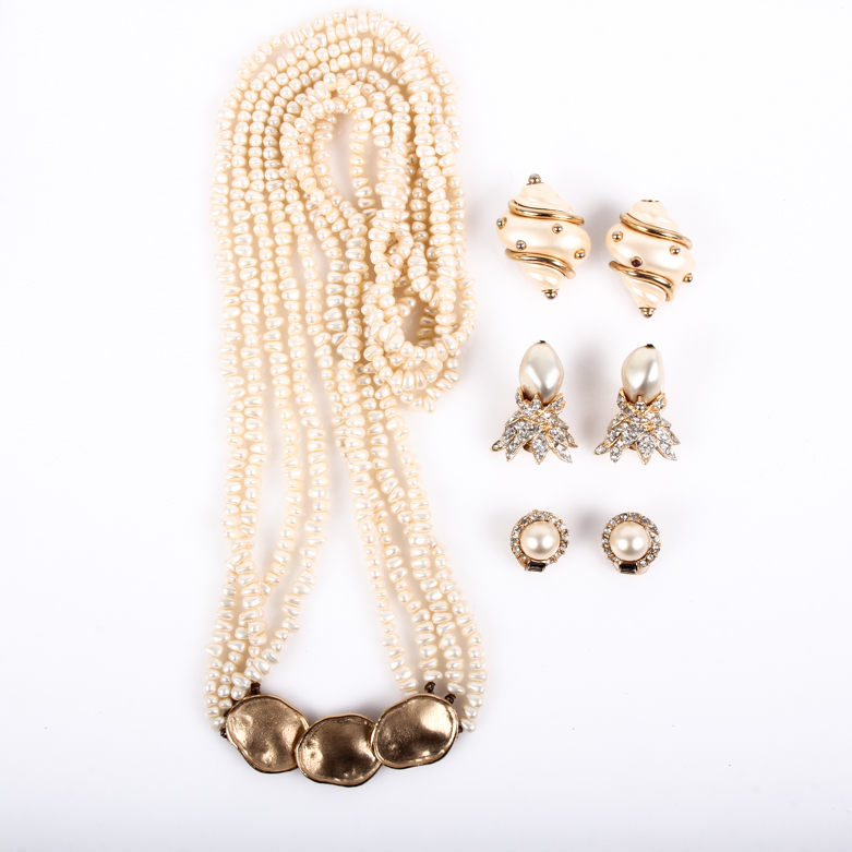 Vintage Kenneth Jay Lane Faux Pearl Costume Jewelry